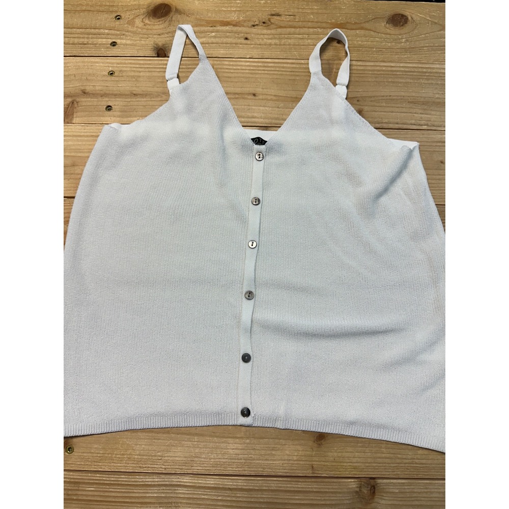 MOTF Premium Silk Blend Knit Camisole White Button Front Cami Top Large